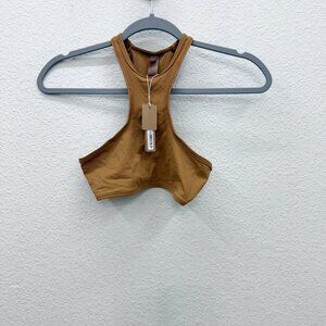 Skims High Neck Racerback Almond Recycled Swim Top BT-HNK-2786 Womens XXS NEW